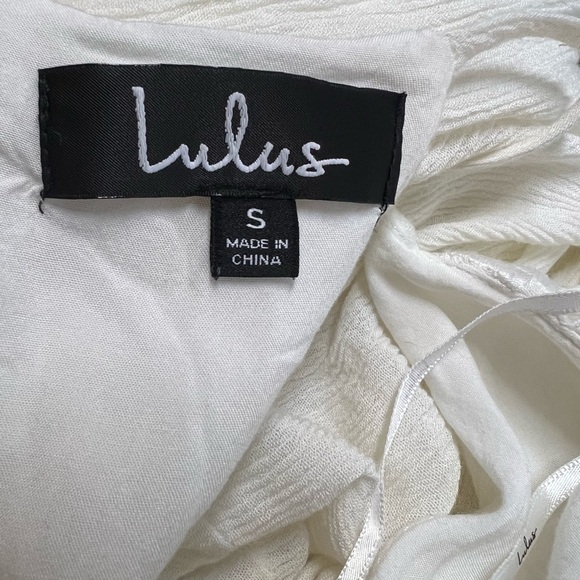 Lulu’s Cream Gauze Crochet Embroidered Halter Tiered Bohemian Maxi Dress - Picture 6 of 8